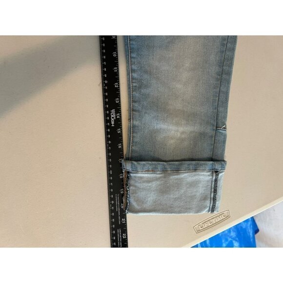 Women Red Rivet Crop Roll Hem Sz 15 Junior Light Wash Jeans - Picture 7 of 7